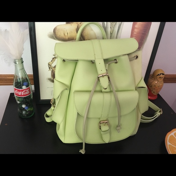 Handbags - Mint-lime faux leather backpack